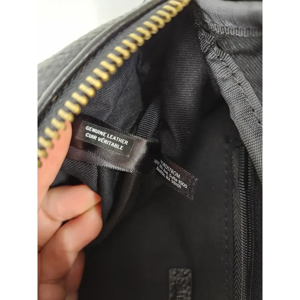 Melrose and Market Genuine Leather Pebbled Black Fanny Pack/Bum Bag/Belt Bag